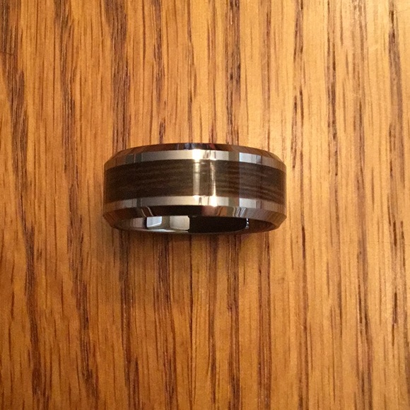 Tungsten Wood Inlay Ring - Picture 2 of 7